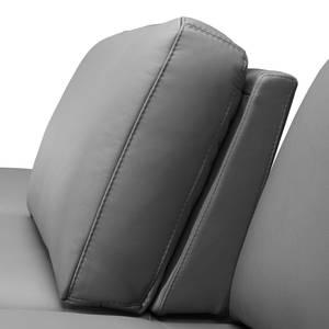 Canapé d'angle Levy Imitation cuir - Méridienne longue à droite (vue de face) - Gris - Sans appui-tête