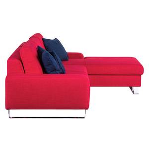 Ecksofa Lilly (mit Schlaffunktion) Webstoff Rot - Longchair davorstehend rechts