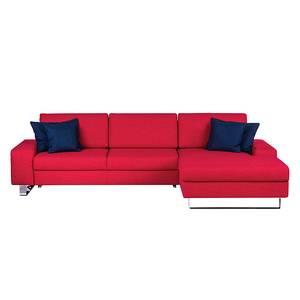 Ecksofa Lilly (mit Schlaffunktion) Webstoff Rot - Longchair davorstehend rechts