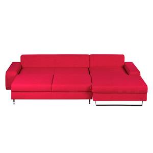 Ecksofa Lilly (mit Schlaffunktion) Webstoff Rot - Longchair davorstehend rechts