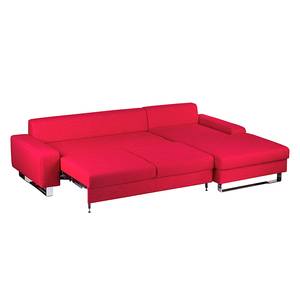 Ecksofa Lilly (mit Schlaffunktion) Webstoff Rot - Longchair davorstehend rechts