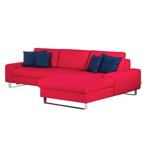 Ecksofa Lilly (mit Schlaffunktion) Webstoff Rot - Longchair davorstehend rechts