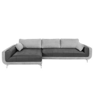 Ecksofa Loomis Webstoff / Kunstleder Grau / Anthrazit - Ottomane davorstehend links