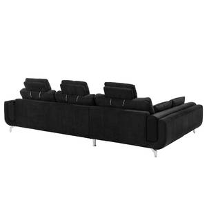 Ecksofa Loomis Webstoff / Kunstleder Schwarz - Ottomane davorstehend links