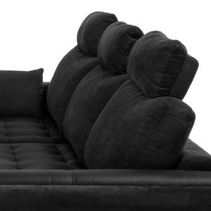 Canapé d'angle Loomis Tissu / Imitation cuir - Noir - Méridienne longue à gauche (vue de face)