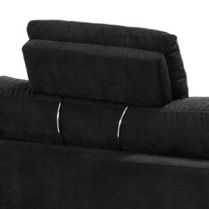 Ecksofa Loomis Webstoff / Kunstleder Schwarz - Ottomane davorstehend links