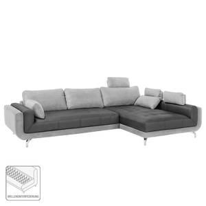 Ecksofa Loomis Webstoff / Kunstleder Grau / Anthrazit - Ottomane davorstehend rechts