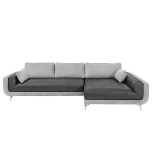 Ecksofa Loomis Webstoff / Kunstleder Grau / Anthrazit - Ottomane davorstehend rechts