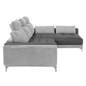 Ecksofa Loomis Webstoff / Kunstleder Grau / Anthrazit - Ottomane davorstehend rechts