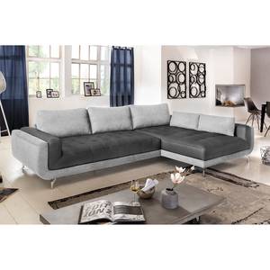 Ecksofa Loomis Webstoff / Kunstleder Grau / Anthrazit - Ottomane davorstehend rechts