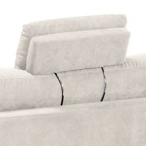 Ecksofa Loomis Webstoff / Kunstleder Hellbeige / Schlamm - Ottomane davorstehend rechts