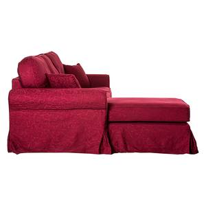 Ecksofa Louanne Baumwollstoff Dunkelrot - Blumenmuster - Longchair davorstehend links