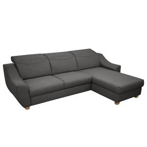 Ecksofa Mabari Flachgewebe - Dunkelgrau - Longchair davorstehend rechts - Keine Funktion