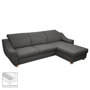 Ecksofa Mabari Flachgewebe - Dunkelgrau - Longchair davorstehend rechts - Keine Funktion