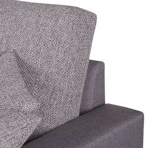 Ecksofa Mable mit Schlaffunktion - Flachgewebe / Webstoff Dunkelgrau / Braun-Grau - Longchair davorstehend rechts