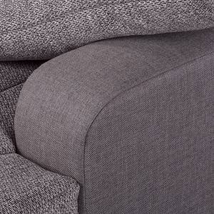 Ecksofa Mable mit Schlaffunktion - Flachgewebe / Webstoff Dunkelgrau / Braun-Grau - Longchair davorstehend rechts