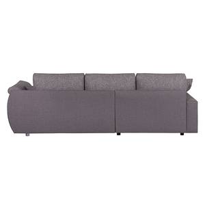 Ecksofa Mable mit Schlaffunktion - Flachgewebe / Webstoff Dunkelgrau / Braun-Grau - Longchair davorstehend links