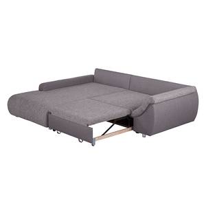 Ecksofa Mable mit Schlaffunktion - Flachgewebe / Webstoff Dunkelgrau / Braun-Grau - Longchair davorstehend links