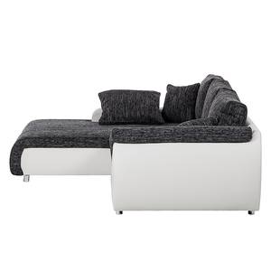 Ecksofa Mable Kunstleder/Stoff mit Schlaffunktion - Weiß/Grau - Longchair davorstehend links