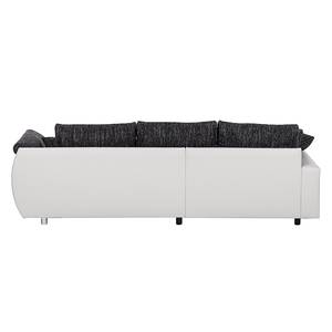 Ecksofa Mable Kunstleder/Stoff mit Schlaffunktion - Weiß/Grau - Longchair davorstehend rechts