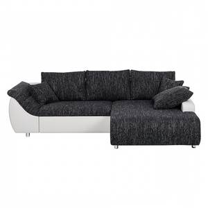 Ecksofa Mable Kunstleder/Stoff mit Schlaffunktion - Weiß/Grau - Longchair davorstehend rechts