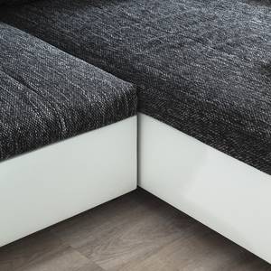 Ecksofa Mable Kunstleder/Stoff mit Schlaffunktion - Weiß/Grau - Longchair davorstehend rechts