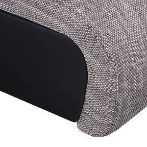 Canapé d'angle Mable (convertible) Imitation cuir noir / Tissu gris -écru Méridienne à droite (vue de face) - Méridienne courte à gauche (vue de face)