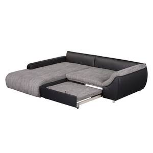 Ecksofa Mable mit Schlaffunktion - Kunstleder / Webstoff - Longchair davorstehend links