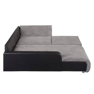 Ecksofa Mable mit Schlaffunktion - Kunstleder / Webstoff - Longchair davorstehend links