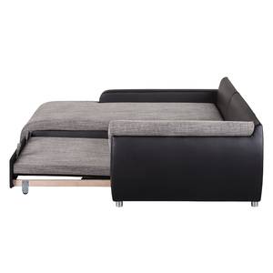 Ecksofa Mable mit Schlaffunktion - Kunstleder / Webstoff - Longchair davorstehend links