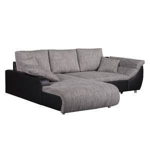 Ecksofa Mable mit Schlaffunktion - Kunstleder / Webstoff - Longchair davorstehend links