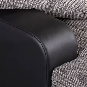 Canapé d'angle Mable (convertible) Imitation cuir / Tissu - Noir / Gris écru - Méridienne courte à gauche (vue de face)