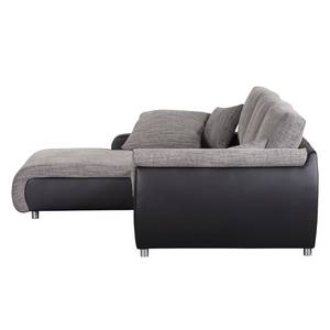 Ecksofa Mable mit Schlaffunktion - Kunstleder / Webstoff - Longchair davorstehend links