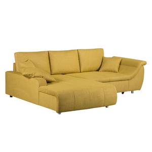 Ecksofa Mable mit Schlaffunktion - Microfaser Safran - Longchair davorstehend links