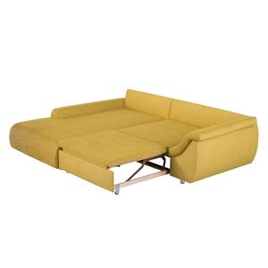 Ecksofa Mable mit Schlaffunktion - Microfaser Safran - Longchair davorstehend links