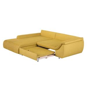 Ecksofa Mable mit Schlaffunktion - Microfaser Safran - Longchair davorstehend links