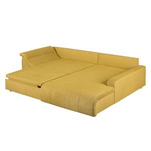 Ecksofa Mable mit Schlaffunktion - Microfaser Safran - Longchair davorstehend rechts