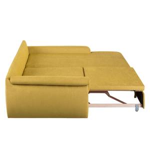 Ecksofa Mable mit Schlaffunktion - Microfaser Safran - Longchair davorstehend rechts