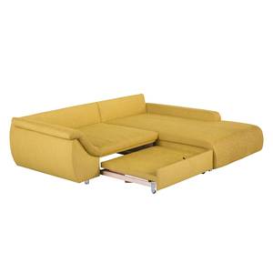 Ecksofa Mable mit Schlaffunktion - Microfaser Safran - Longchair davorstehend rechts