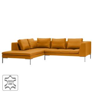 Ecksofa Madison I Echtleder Echtleder Neka: Cognac - Breite: 255 cm - Ottomane davorstehend links