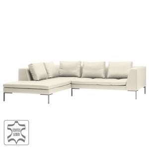 Ecksofa Madison I Echtleder Echtleder Neka: Creme - Breite: 255 cm - Ottomane davorstehend links