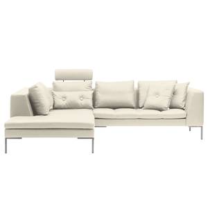 Ecksofa Madison I Echtleder Echtleder Neka: Creme - Breite: 255 cm - Ottomane davorstehend links