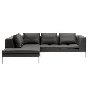 Ecksofa Madison I Echtleder Echtleder Neka: Grau - Breite: 255 cm - Ottomane davorstehend links