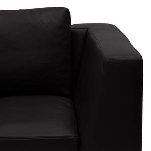 Ecksofa Madison I Echtleder Echtleder Neka: Schwarz - Breite: 255 cm - Ottomane davorstehend links