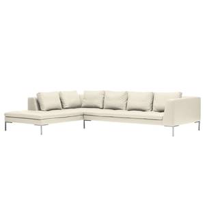 Ecksofa Madison I Echtleder Echtleder Neka: Creme - Breite: 319 cm - Ottomane davorstehend links