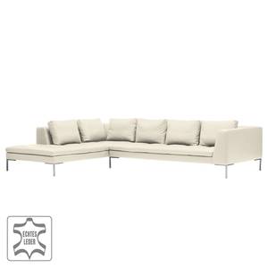 Ecksofa Madison I Echtleder Echtleder Neka: Creme - Breite: 319 cm - Ottomane davorstehend links