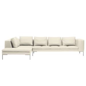 Ecksofa Madison I Echtleder Echtleder Neka: Creme - Breite: 319 cm - Ottomane davorstehend links