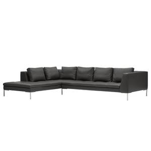 Ecksofa Madison I Echtleder Echtleder Neka: Grau - Breite: 319 cm - Ottomane davorstehend links