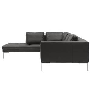 Ecksofa Madison I Echtleder Echtleder Neka: Grau - Breite: 319 cm - Ottomane davorstehend links