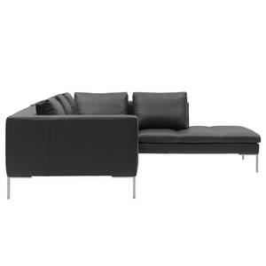 Ecksofa Madison I Echtleder Echtleder Neka: Grau - Breite: 255 cm - Ottomane davorstehend rechts